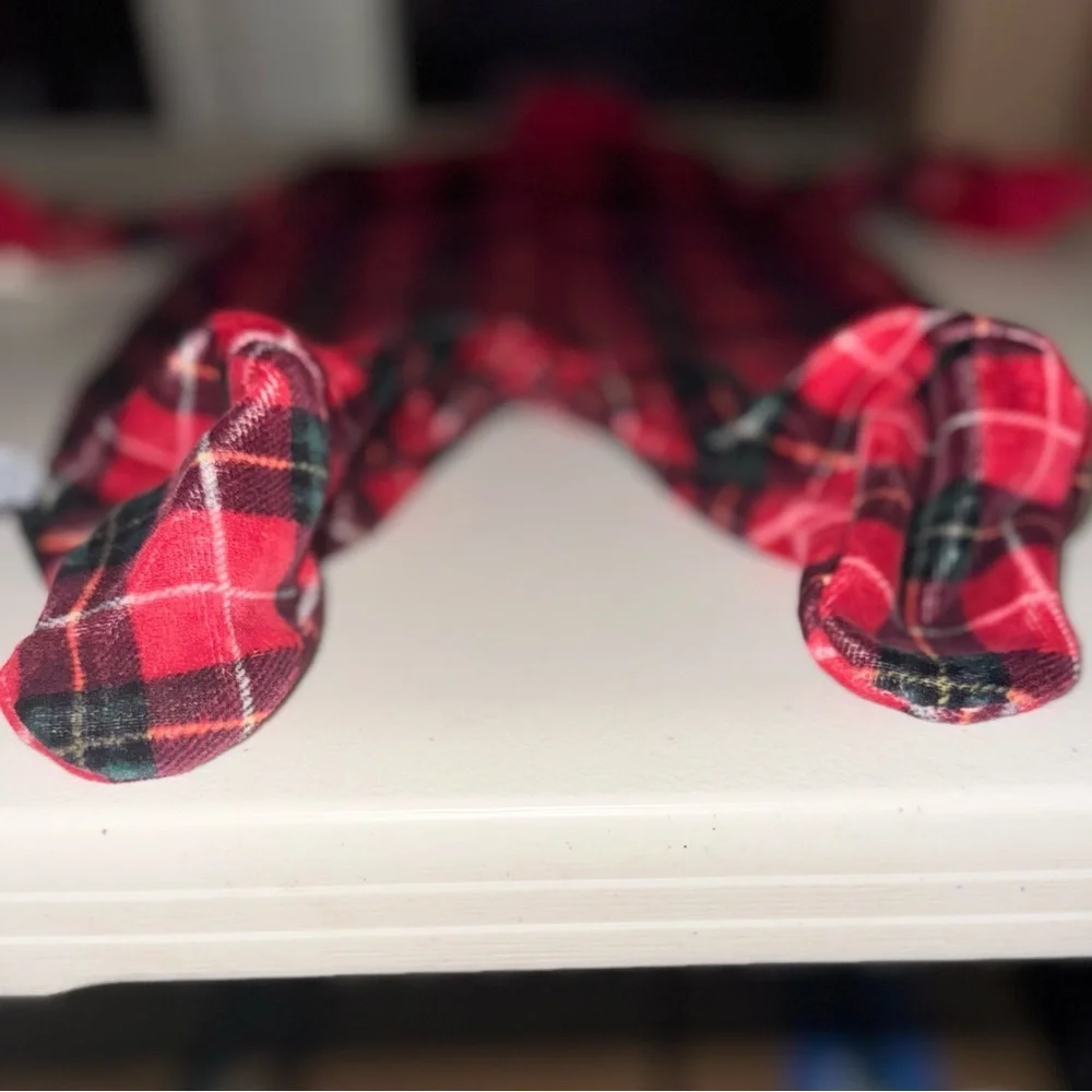 NWT First Moments My First Christmas Baby Velour Footie Sleeper Plaid Red 0-3 - Picture 6 of 12
